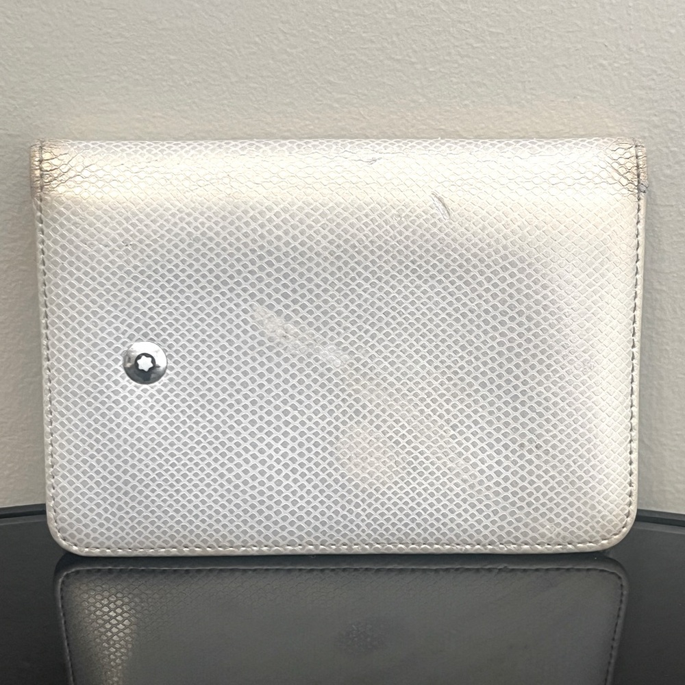 MONTBLANC VINTAGE leather ice white flap card holder RARE